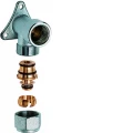 Угольник FAR FC 5556 1/2″ Ду15 Ру10 латунный хромированный, присоединение ВР, уплотнение EPDM,с настенным креплением,c концовкой для металлопластиковых труб диаметром 16х2
