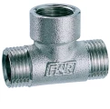 Тройник латунный FAR FC 5825 1/2″ Ду25 Ру10 хромированный,присоединение  НР-ВР-НР под евроконус