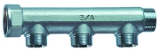 Коллектор нерегулируемый FAR FK 3402 Ду25 Ру10, наружная/внутренняя резьба с 3-мя выходами М24х19, проходной, корпус латунь