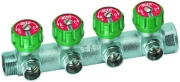 Коллектор регулирующий FAR Multifar FK3856 Ду20 Ру10, наружная/внутренняя резьба с 4-мя выходами М24х19, проходной, корпус латунь