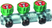 Коллектор регулирующий FAR Multifar FK 3819 Ду20-2х3/4″ Ру10, внутренняя резьба с 3-мя выходами Ду15 Eurokonus, выходы наружная резьба, концевой, корпус латунь CB752S