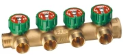 Коллектор регулирующий FAR Multifar FK3837 Ду20 Ру10, наружная/внутренняя резьба с 4-мя выходами М24х19, проходной, корпус Dzr латунь