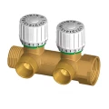 Коллектор запорно-балансировочный с закрытой преднастройкой FAR Multifar FK3815 Ду20 Ру10, наружная/внутренняя резьба с 2-мя выходами М24х19, корпус латунь CB752S