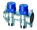 Коллектор терморегулирующий FAR FK3917 Ду25-2х3/4″ Ру10, внутренняя резьба с 2-мя выходами Ду20 Eurokonus, выходы наружная резьба, корпус латунь