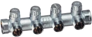 Коллектор запорно-балансировочный FAR Multifar FK3872 Ду20-4х1/2″ Ру10, внутренняя /внутренняя резьба с 4-мя выходами Ду15, выходы наружная резьба с плоским уплотнением, проходной, корпус латунь