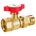 Кран шаровой FAR FS 3051 3/4″ Ду20 Ру16, полнопроходной, латунь CW617N, уплотнение - PTFE, внутренняя резьба / американка, красная ручка