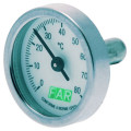 Термометр осевой FAR Fa 2653 (0-120°С) биметаллический 40 мм, тип - Fa 2653, осевое соединение, (шкала 0-120°С), погружной шток L=36мм, для шаровых кранов без фиксатора