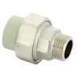 Муфта FV-Plast FV AQUA 237 Дн40х1 1/4″ Ру36 полипропиленовая, сварка-НР, с разъемным соединением, серая