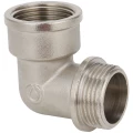 Угольник Gappo G2207 1x1″ Ду25x25 Ру40 90° для металлических труб, корпус - латунь никелированная, присоединение - внутренняя / наружная резьба