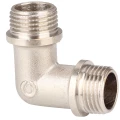 Угольник Gappo G2208 1/2x1/2″ Ду15x15 Ру40 90° для металлических труб, корпус - латунь никелированная, присоединение - наружная резьба