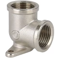 Угольник Gappo G2209 1/2x1/2″ Ду15x15 Ру40 90° для металлических труб, с креплением, корпус - латунь никелированная, присоединение - внутренняя резьба