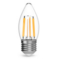 Лампа светодиодная Gauss Black Filament C35, прозрачная, 35 мм, мощность - 11 Вт, цоколь - E27, световой поток - 810 Лм, цветовая температура - 2700 K, теплый свет, форма - свеча