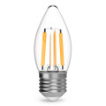 Лампа светодиодная Gauss Black Filament C35, прозрачная, 35 мм, мощность - 7 Вт, цоколь - E27, световой поток - 580 Лм, цветовая температура - 4100 K, белый свет, форма - свеча