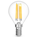Лампа светодиодная Gauss Black Filament G45, прозрачная, 45 мм, мощность - 13 Вт, цоколь - E14, световой поток - 1150 Лм, цветовая температура - 4100 K, белый свет, форма - шарообразная