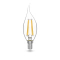Лампа светодиодная Gauss Basic Filament E14 свеча на ветру 35 мм мощность - 4.5 Вт, цоколь - E14, световой поток - 400 лм, цветовая температура - 2700 °К, цвет свечения - теплый белый, форма - свеча на ветру