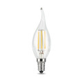 Лампа светодиодная Gauss Black Filament E14 свеча на ветру 35 мм мощность - 7 Вт, цоколь - E14, световой поток - 580 Лм, цветовая температура - 4100 °К, цвет колбы - белый, цвет свечения - белый, форма - свеча на ветру