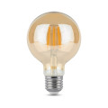 Лампа светодиодная Gauss Black Filament G95 E27 шар 95 мм мощность - 6 Вт, цоколь - E27, световой поток - 550 Лм, цветовая температура - 2400 °К, цвет колбы - желтый, цвет свечения - теплый белый, форма - шарообразная
