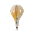 Лампа светодиодная Gauss Black Filament A160 E27 груша золотистая 160 мм мощность - 8 Вт, цоколь - E27, световой поток - 780 Лм, цветовая температура - 2400 °К, цвет колбы - желтый, цвет свечения - теплый белый, форма - грушевидная