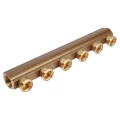 Коллектор Giacomini R551SY044 1 1/4″ Ду32 Py16 выходов 4 под адаптер с базой 18 мм внутренняя резьба, выходы наружная резьба, корпус латунь, с межосевым расстоянием выходов 50 мм