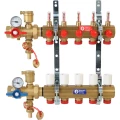 Коллекторная группа Giacomini R553FK 1″x18x2 Ду25 Ру10 со встроенными отсечными/балансировочными клапанами, расходомерами и многофункциональными кранами