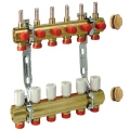 Коллекторная группа Giacomini R553K 1″x3/4″x2 Ду25х20 Ру10 с термостатическими клапанами и расходомерами, предварительно собранный на кронштейнах