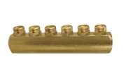 Коллектор латунный GIACOMINI R551S 3/4″ Ду20 Ру16 ВР на 2 выхода НР под адаптер с базой 18мм межосевое расстояние 50мм