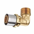 Угольник Giacomini RM127 Ду20х1/2″ 90° Ру10 для металлопластиковых труб, латунный, никелированный, присоединение - пресс / наружная резьба