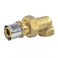 Угольник разъемный Giacomini RM19 Ду26х3/4″ 90° Ру10 для металлопластиковых труб, латунный, никелированный, присоединение - пресс / внутренняя резьба