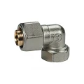 Угольник Giacomini R563 Ду16x1/2″ 90° Ру10 для металлопластиковых труб, латунный, присоединение - обжим / внутренняя резьба