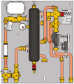 Узел ввода Giacomini GE555-3 3/4" Ду20 Ру6 индивидуальный для централиз. систем отопления,кондиционир. воздуха, с гидроразделителем, с гидравлическим разделителем, 1 отвод, смешанная подача, 1 насос с электронным регулированием, корпус - латунь