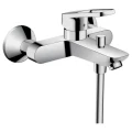 Смеситель для ванны с душем Hansgrohe Logis Loop длина 194 мм, одноручный, излив плоский, серебристый