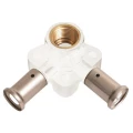 Водорозетка ПВДФ HENCO 3PKW Дн16x1/2″x16 Ру16 угловая 40 мм, внутренняя резьба/пресс, белая