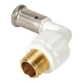 Угольник ПВДФ HENCO 5PKW 90° Дн32x1″ Ру16 наружная резьба/пресс, белый