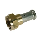 Муфта латунная Henco Дн16x1/2″ Ру16 с накидной гайкой, плоское уплотнение, прессованная