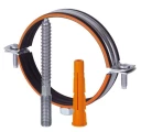 Хомут трубный Humalt RU-HT 3/8″ Ду6 (Дн16-20) c гайкой, в комплекте шпилька-шуруп,дюбель, M8, с резиновой прокладкой, корпус - оцинковання сталь