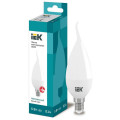Лампа светодиодная IEK Eco CB35 матовая, мощность - 5 Вт, цоколь - E14, световой поток - 450 лм, цветовая температура - 4000 K, форма - свеча на ветру