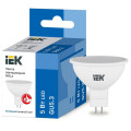 Лампа светодиодная IEK Eco MR16 матовая, мощность - 5 Вт, цоколь - GU5.3, световой поток - 450 лм, цветовая температура - 6500 K, форма - рефлектор