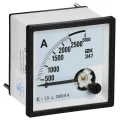 Амперметр IEK Э47 2500/5А, класс точности 1.5, диапазон измерений - 0-2500А, размер - 72х72мм IPA10-6-2500-E