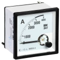 Амперметр IEK Э47 3000/5А, класс точности 1.5, диапазон измерений - 0-3000А, размер - 72х72мм IPA10-6-3000-E