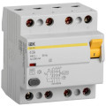 УЗО четырехполюсное IEK ВД1-63S 4P 40А AC-S300 тип AC-S, номинальный ток 40 А, ток утечки 300 мА
