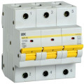 Автоматический выключатель трехполюсный IEK KARAT ВА47-150 3P (C) 100А 15кА, сила тока 100 A, тип расцепителя C, отключающая способность 15 кА