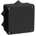 Коробка распаячная IEK для открытой проводки 100x100x50 мм, IP55, корпус - полистирол, 6 гермовводов, с откидной крышкой, цвет - черный
