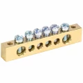 Шина IEK PEN земля-ноль 8х12мм 6/2 крепление по краям, количество соединений - 6, материал - латунь, YNN21-06-100