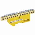 Шина IEK PE земля ШНИ-8х12-16-Д-Ж исполнение изолятора - с DIN-изолятором, количество соединений - 16, материал - латунь, цвет - желтый, YNN10-812-16D-K05