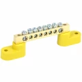 Шина IEK PE земля ШНИ-6х9-8-У2-Ж исполнение изолятора - с двумя угловыми изоляторами, количество соединений - 8, материал - латунь, цвет - желтый, YNN10-69-8C2-K05