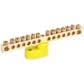 Шина IEK PE земля ШНИ-6х9-14-У1-Ж исполнение изолятора - с одним угловым изолятором, количество соединений - 14, материал - латунь, цвет - желтый, YNN10-69-14C1-K05