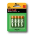 Аккумуляторы KODAK NiMH количество - 4, размер - AA, емкость - 2100 Ач, никель-металлгидридный 