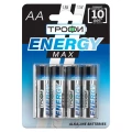 Батарейки ТРОФИ ENERGY MAX Alkaline количество - 4, размер - LR6, емкость - 0.11 Ач