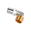 Угольник для металлопластиковых труб K-flex SOLID Ду16x1/2″ Ру10 90° корпус - латунь, уплотнение - EPDM, присоединение - пресс/наружная резьба