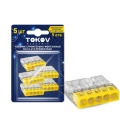 Клемма строительно-монтажная TOKOV ELECTRIC СМК 2273 450 В, 24 А, зажимов - 5 шт., количество - 5 шт., цвет - желтый Клемма строительно-монтажная TOKOV ELECTRIC СМК 2273 450 В, 24 А, зажимов - 5 шт., количество - 5 шт., цвет - желтый